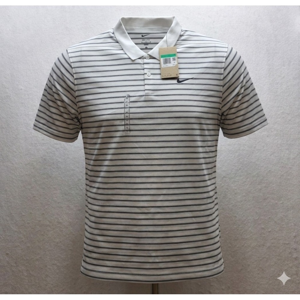 Nike Golf Men's White Black Stripe DRI-FIT Golf Polo Shirt NWT. Size XL